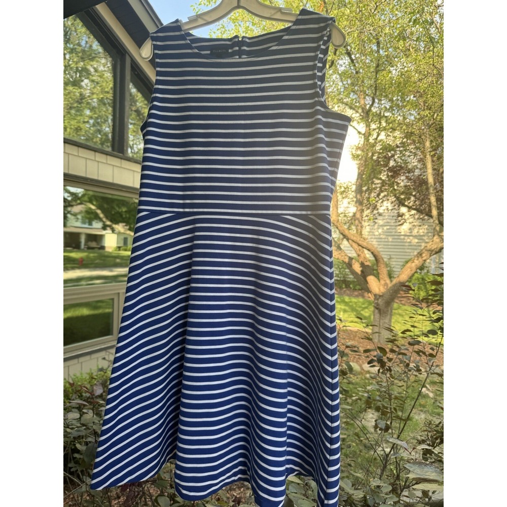 Talbots Sleeveless Dress Women's Size Large Striped Fit‎ & Flare A-Line